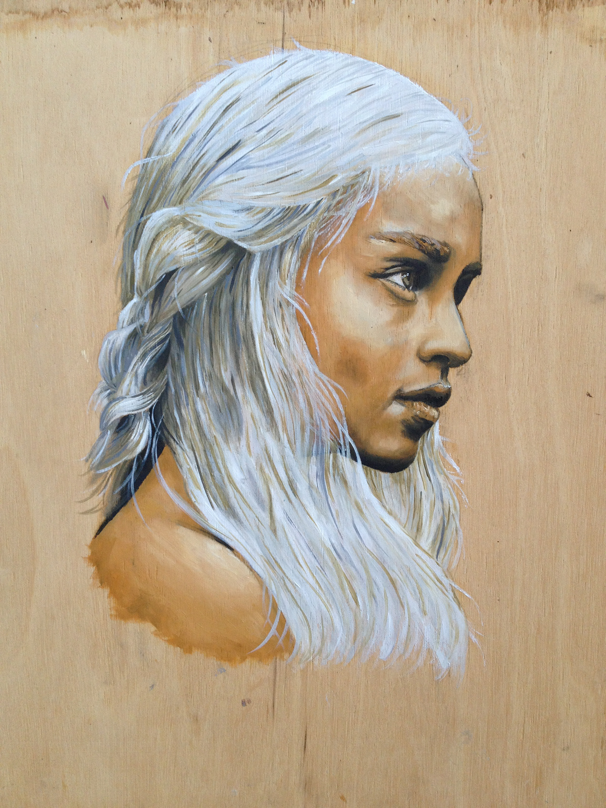 Game of Thrones mother of dragons khalessi wood canvas Oil Painting portrait profile