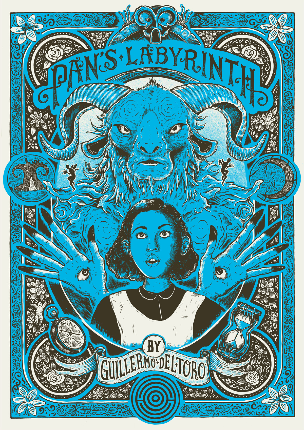ILLUSTRATION  Drawing  ink Pan's Labyrinth screen print movie poster film poster movie poster floral