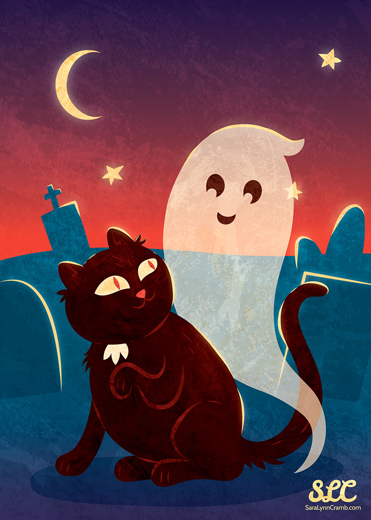 art licensing Black Cat Cat ghost Halloween halloween cards jack-o-lantern licensing illustration pumpkin pumpkin patch