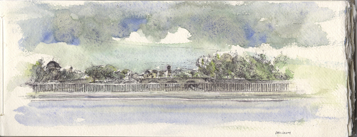 vienna fleemarket Street river tiber Rome roma panorama pen and ink watercolor Europe sketches Travel journal record