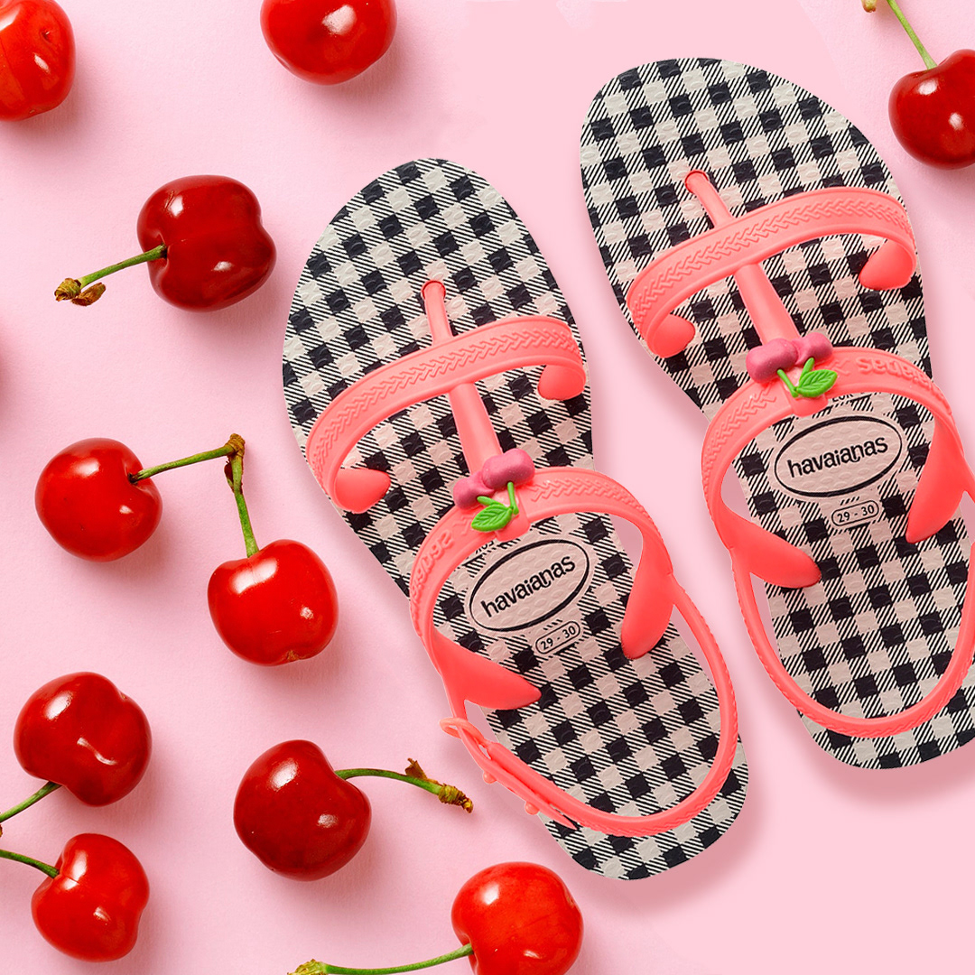 apple cherry Fashion  Flipflop fruits graphic design  havaianas Sandals strawberry surface design