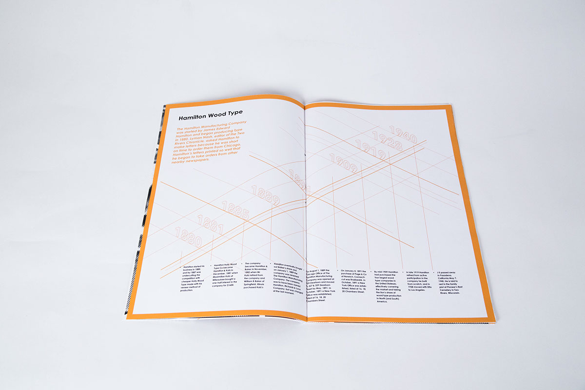 woodtype publication design book print infographic
