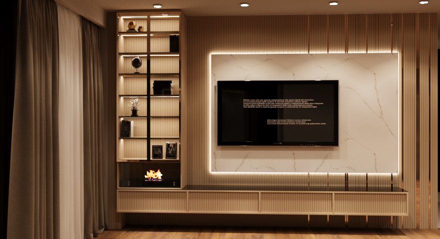 interior design  Render corona 3ds max Tv unit living room modern