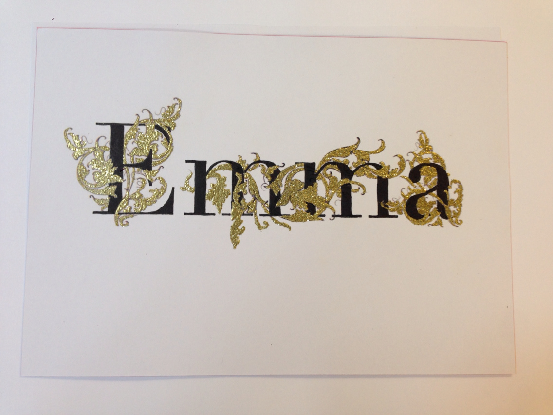 lettering gold embossing card stencil Calligraphy   handmade