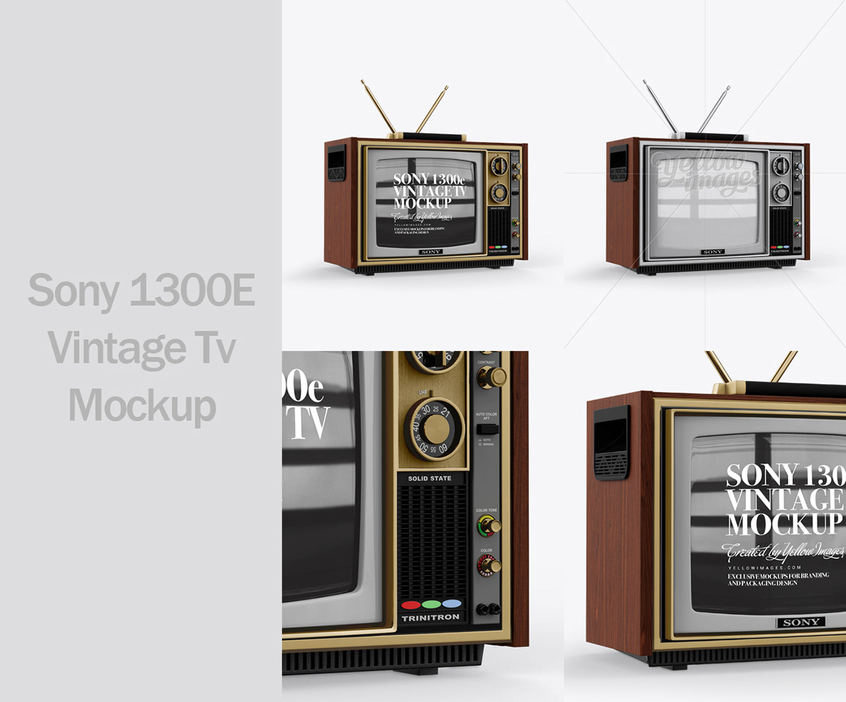 Mockup PSD mockups TV mockup Retro tv vintage vintage electronics retro tv half side view