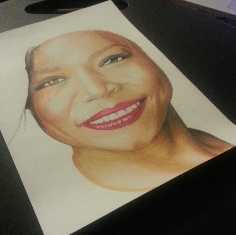 portrait artist Queen Latifah Show latifah queen masterpiece creative cool TAlent prismacolor pencil musician rapper