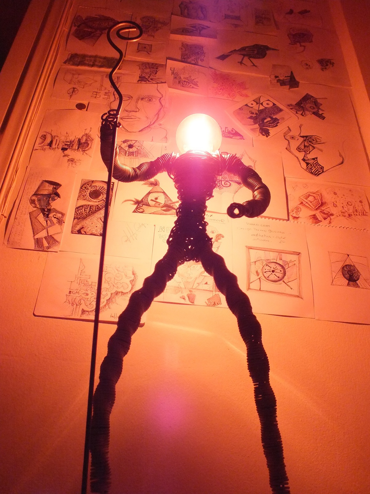 wire light-head Lighthead sculpture rust twisted metal steel Lamp light