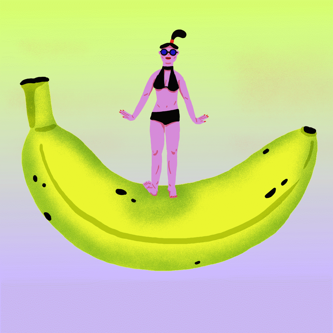 banana giph animation  bikinigirl characterdesign