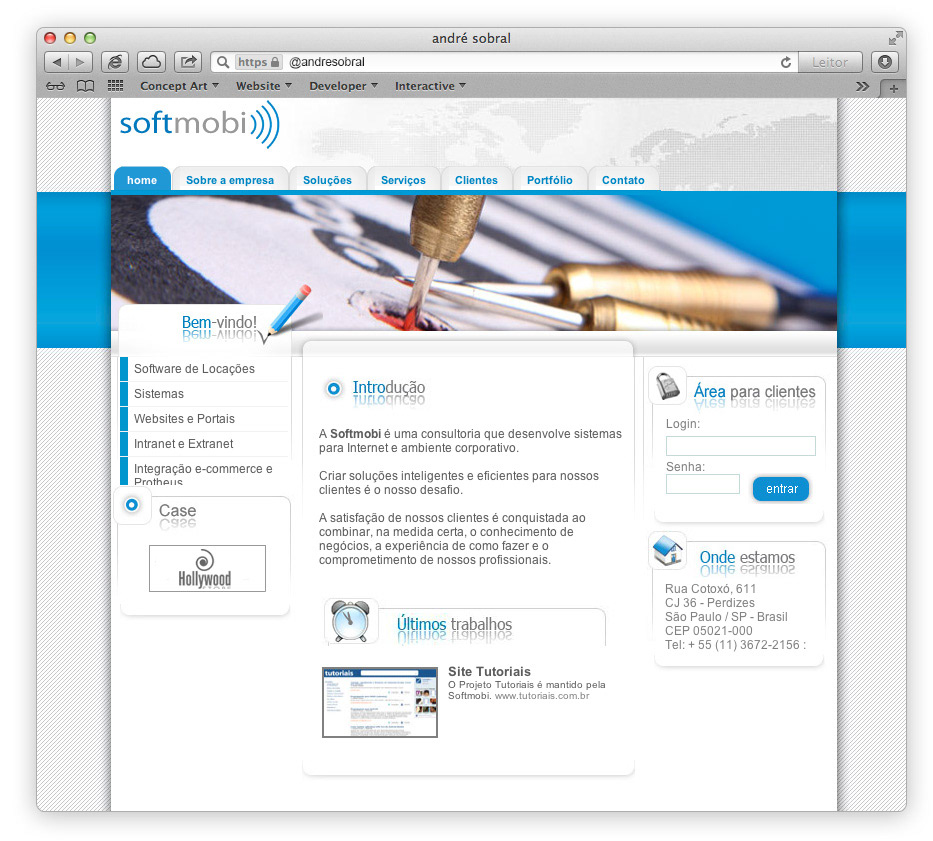 Mockup Website webdesigner WebDesing criação art site andre sobral concept developer programmer softmobi