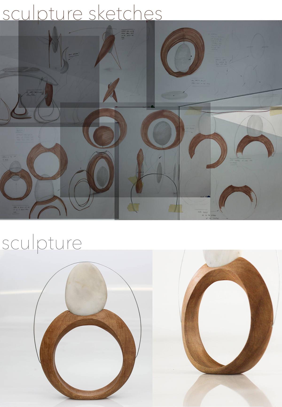 sculpture design hand grips wood and metal