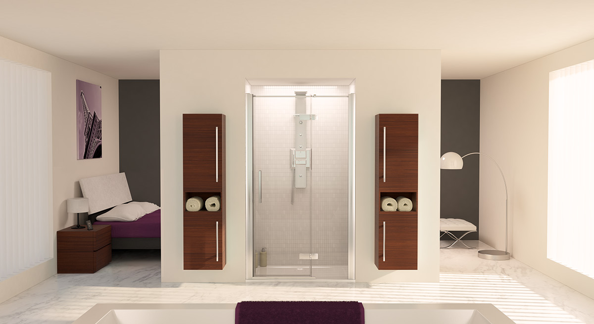visualisation CGI rendering vray 3dsmax Interior bathroom shower enclosure bathscreen after effects