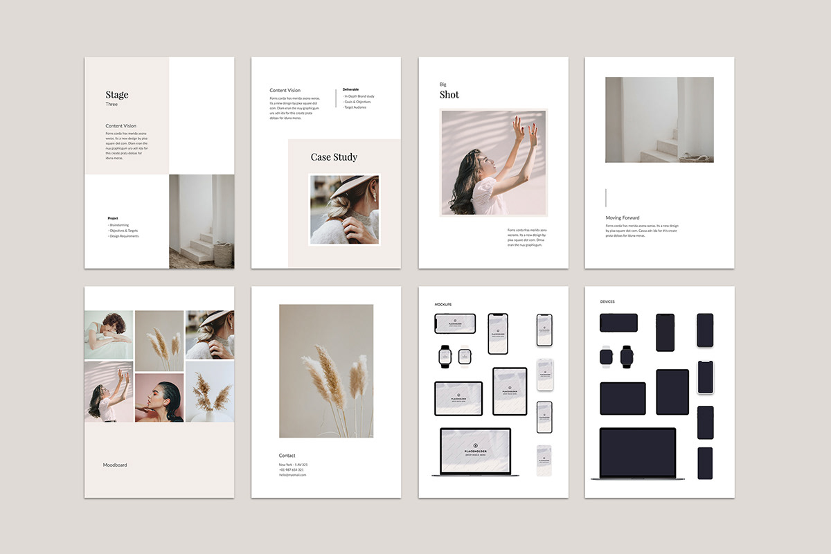 A4 Vertical ebook layout fashion design Keynote Media Press Kit modern minimal Powerpoint presentation template trendy style