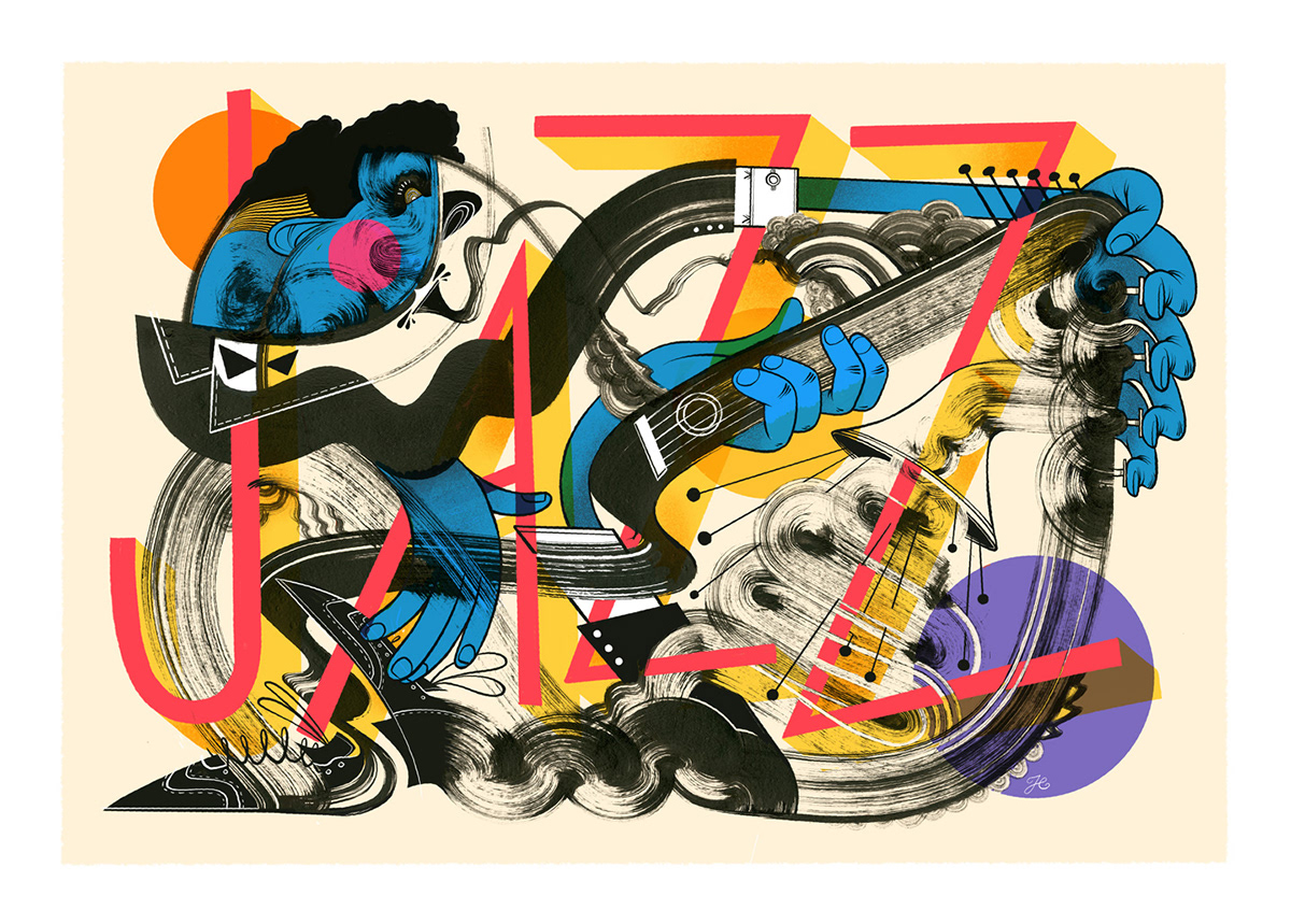 jazz music poster colorful abstract vibrant ink Adobe Portfolio