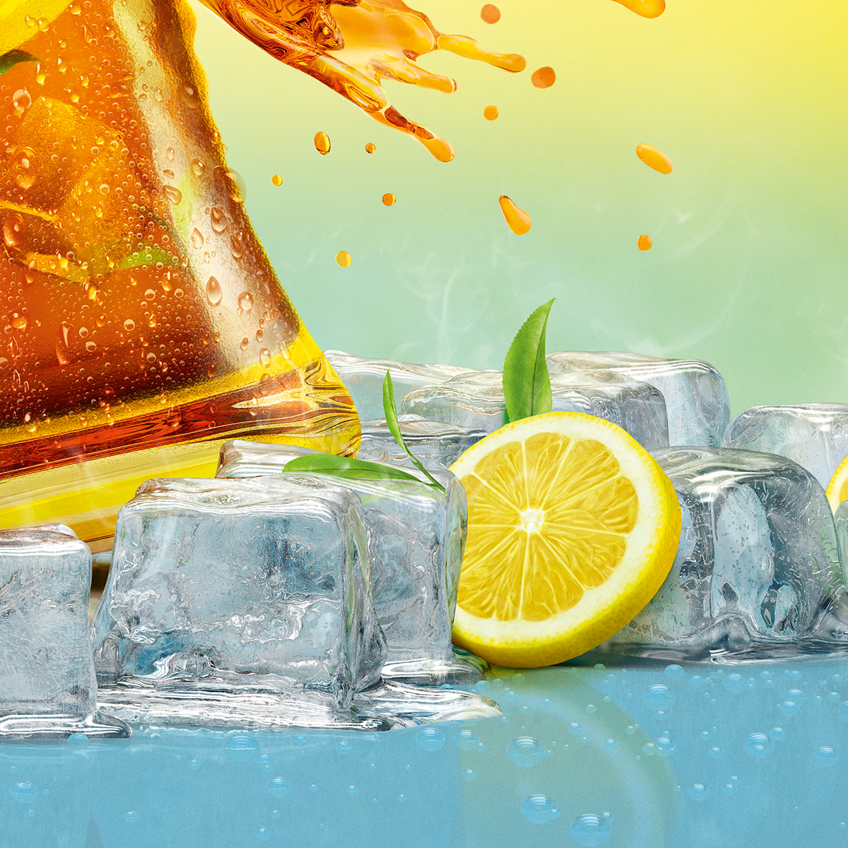 splash retouch Lipton icetea ice beverages summer cooler condensation Liquid refreshment photoreal natural Health CGI