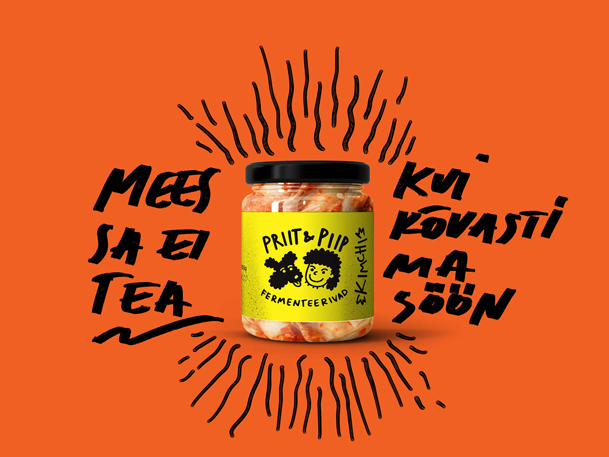 cute branding helene vetik illustrated label kimchi label design made in ESTONIA package design 