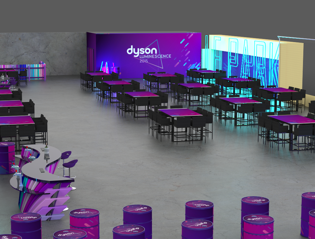 Dyson dinner DANCE   Event Exhibition  night party luminous lighting dark