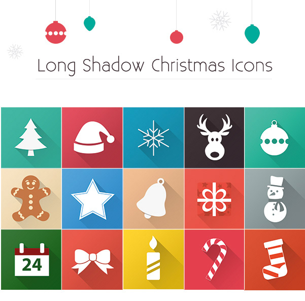Christmas icons xmas flat longshadow