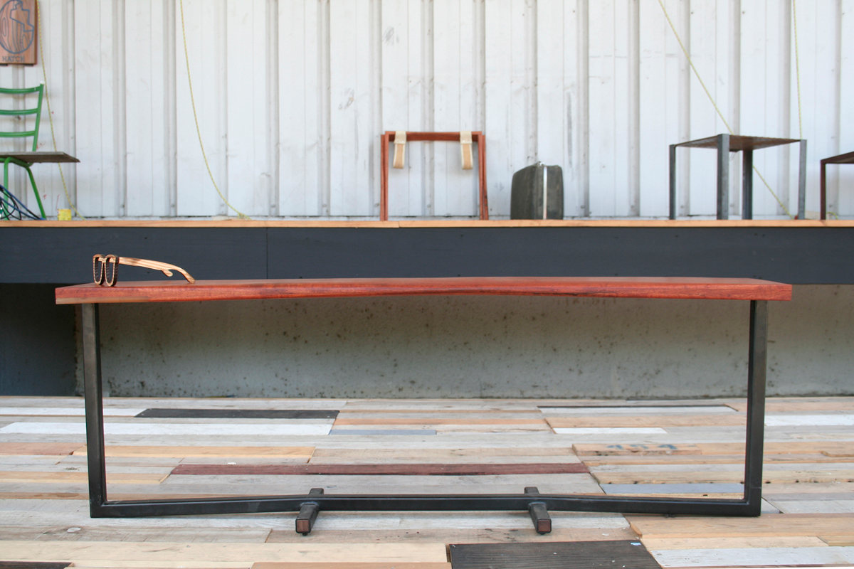 nicolas rivard Hatch mesquite steel bench bentch woodworking Custom Metalworking resin Austin texas 618 tillery