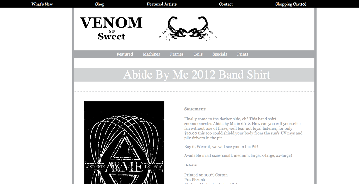 venom So sweet Web design