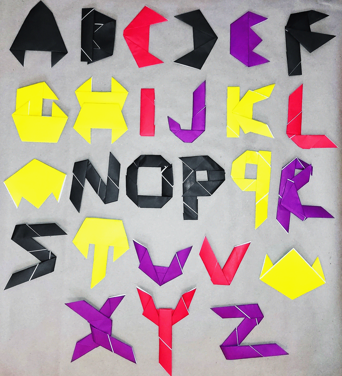 alphabet origami  paper typography  