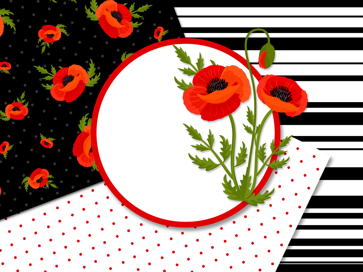 poppy flowers poppy Flowers digital paper polka dots stripes paper set backgrounds ragerabbit scrapbook handmade handdrawn abstract