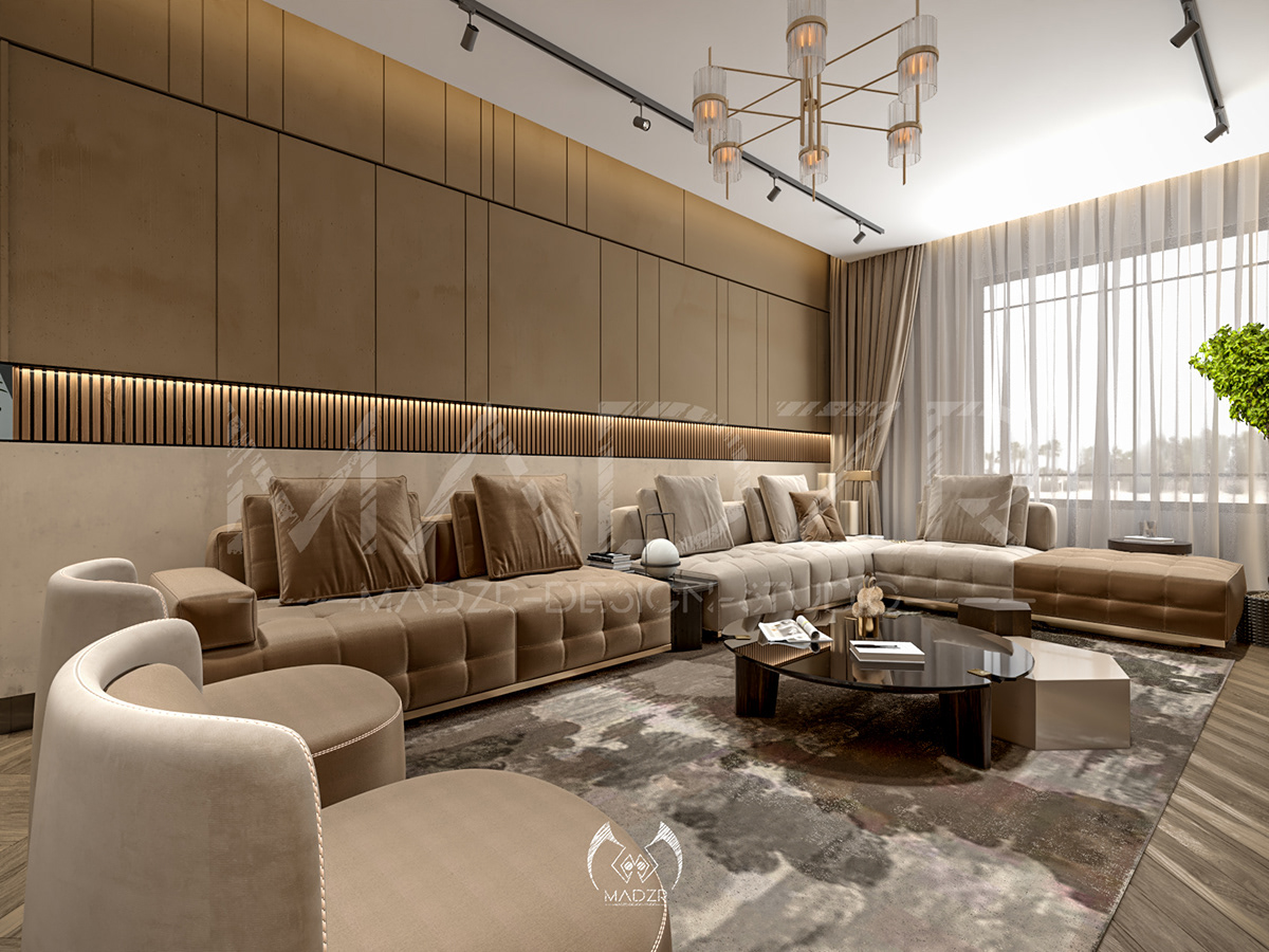 3D 3dsmax beige brown Interior interior design  living room modern simple visualization