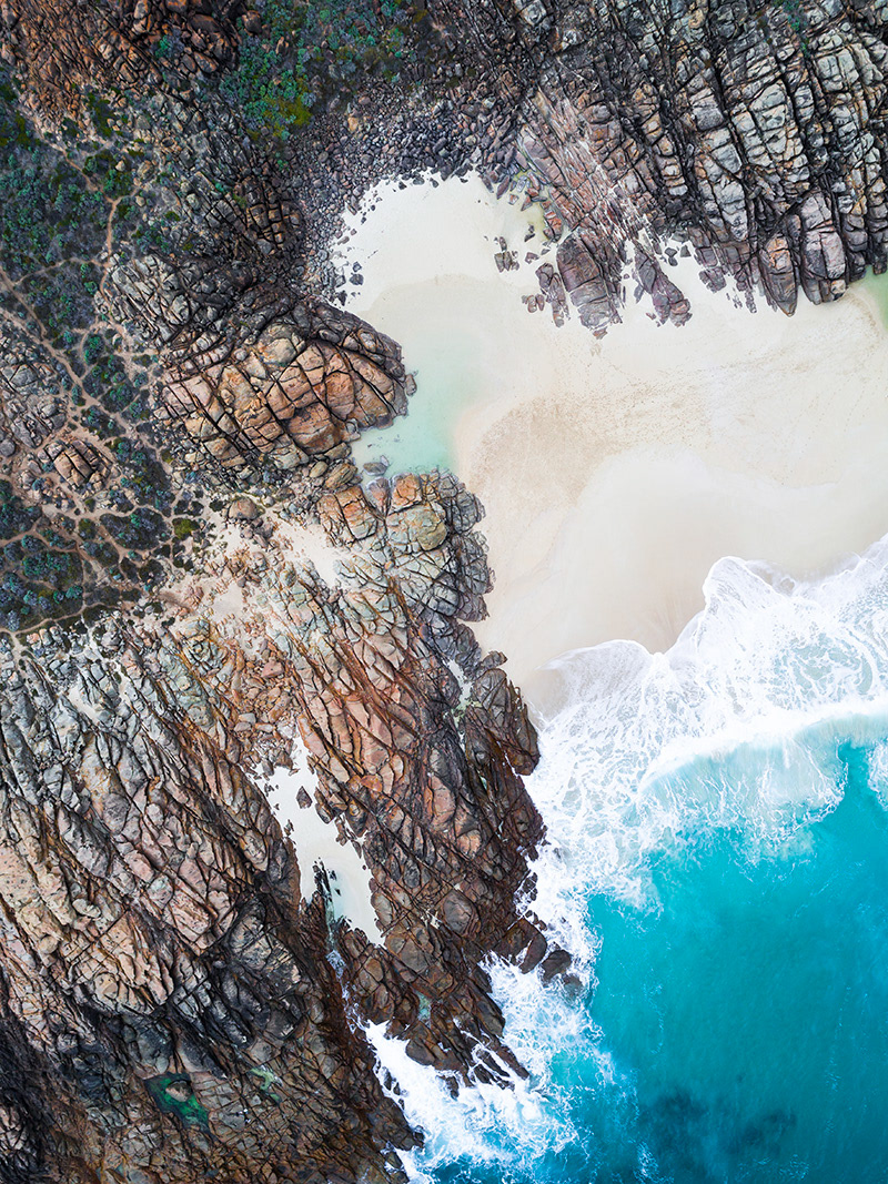 Aerial Coast beach above plane drone Landscape Australia Ocean waves