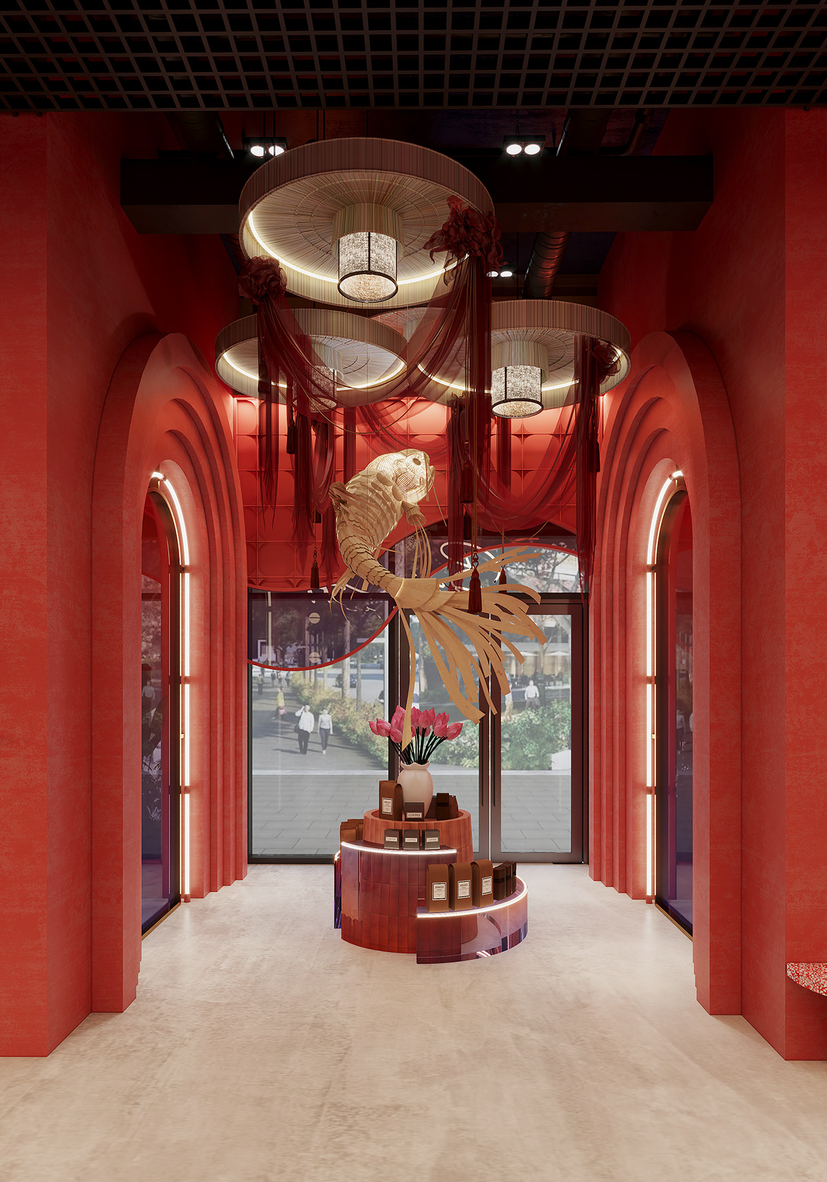 Coffee interior design  Interior architecture contemporary modern visualization 3ds max Render store