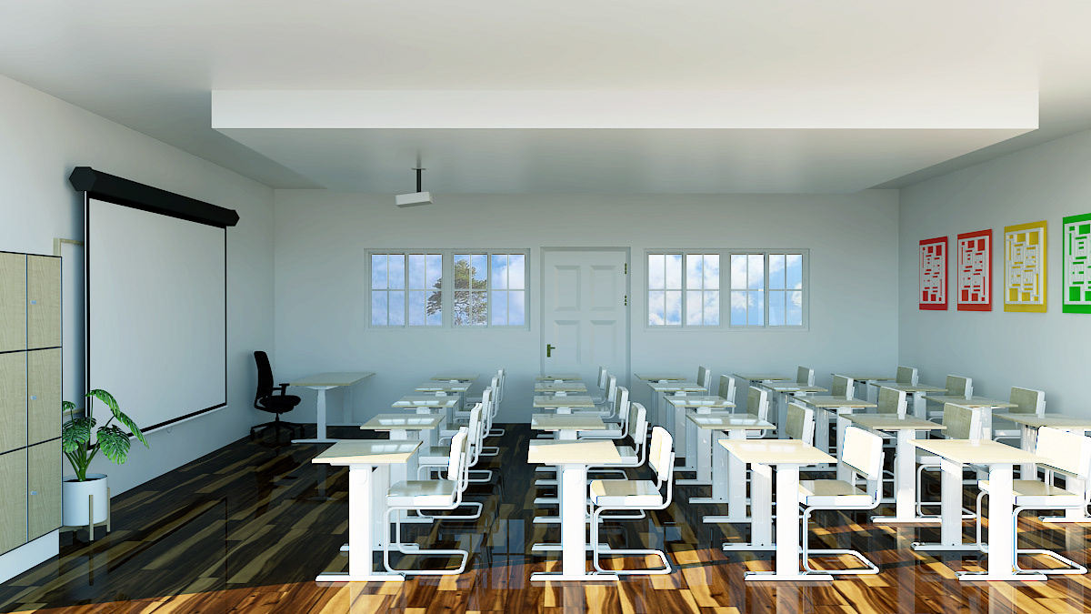 3D architecture classroom Education Interior interior design  school