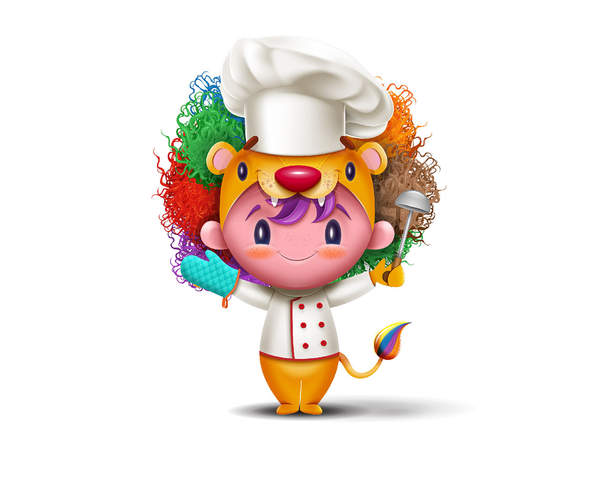 Arab kids baby character chef childern cute character kids charcter lion character serag basel بانر موقع
