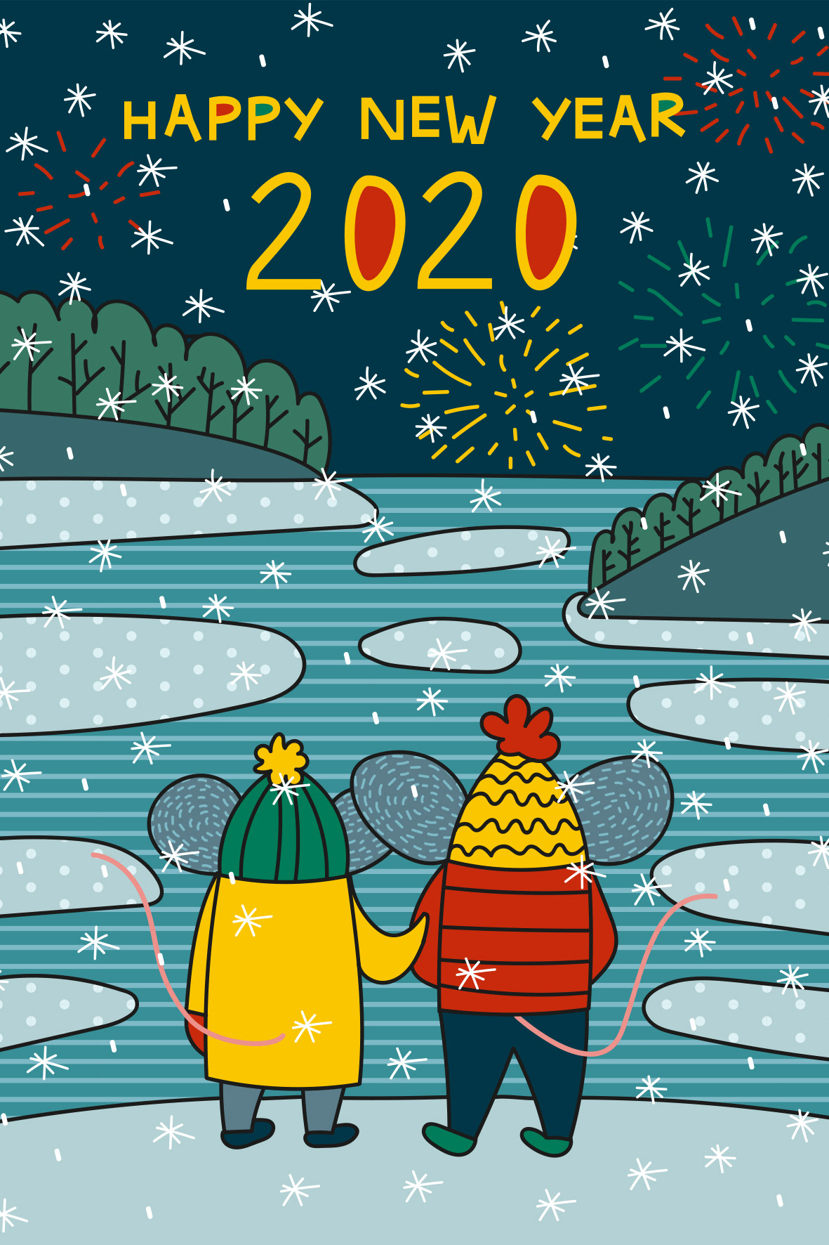 rat new year postcard children illustration vector