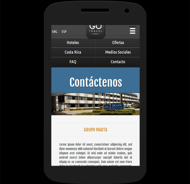 rwd  responsive  Fluid Web UI hotel smartphone beaches reservation Costa Rica casino front end