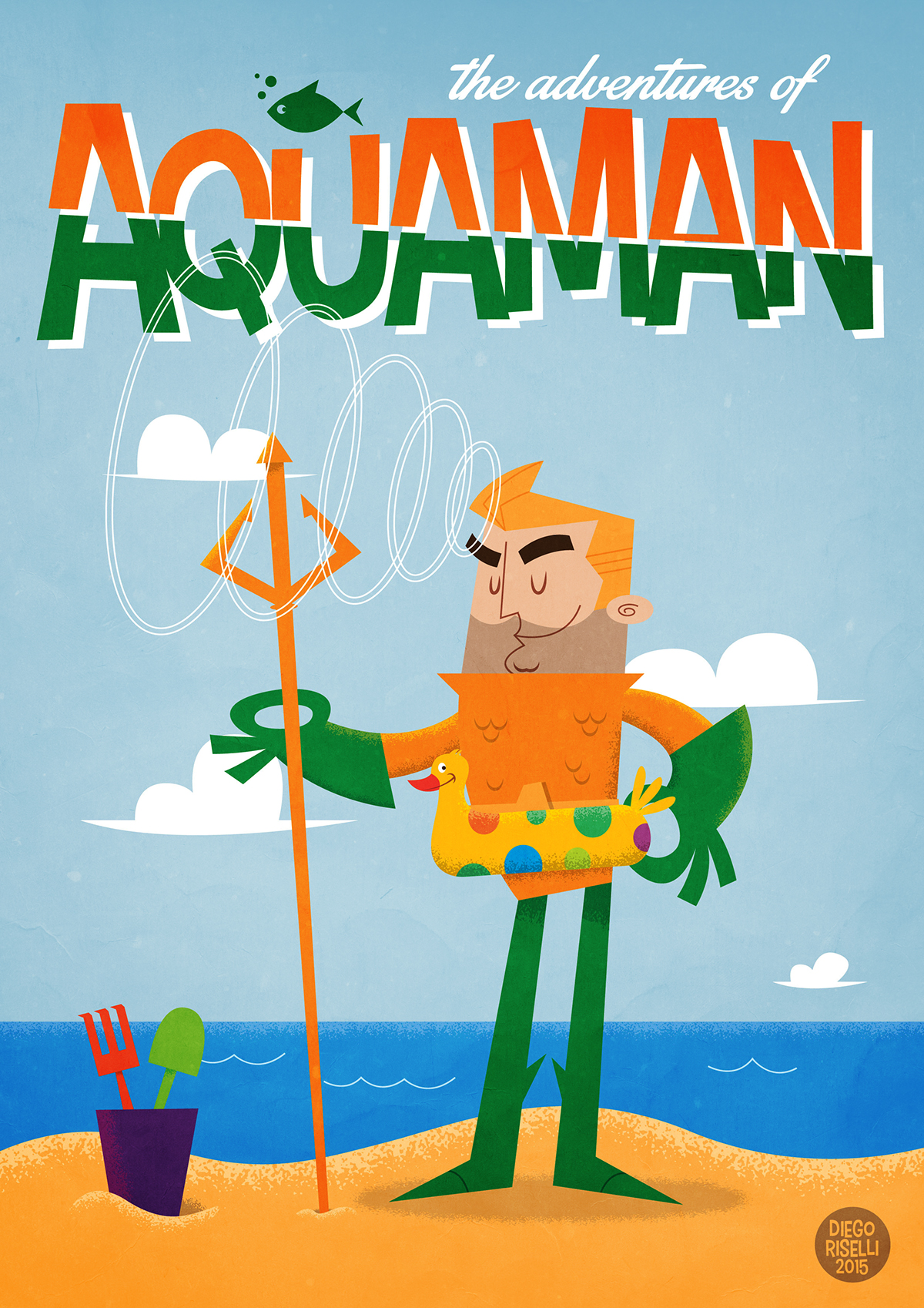 Aquaman Dc Comics batman v superman cartoon retro cartoon modern Cartoons vector adobe illustrator adobe print SuperHero Characters Design diego riselli Arthur Curry jason momoa