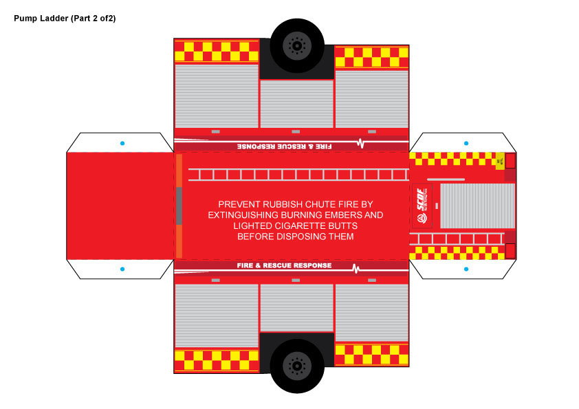 paper model SCDF ambulance emergency vehicle fire engine die-cut