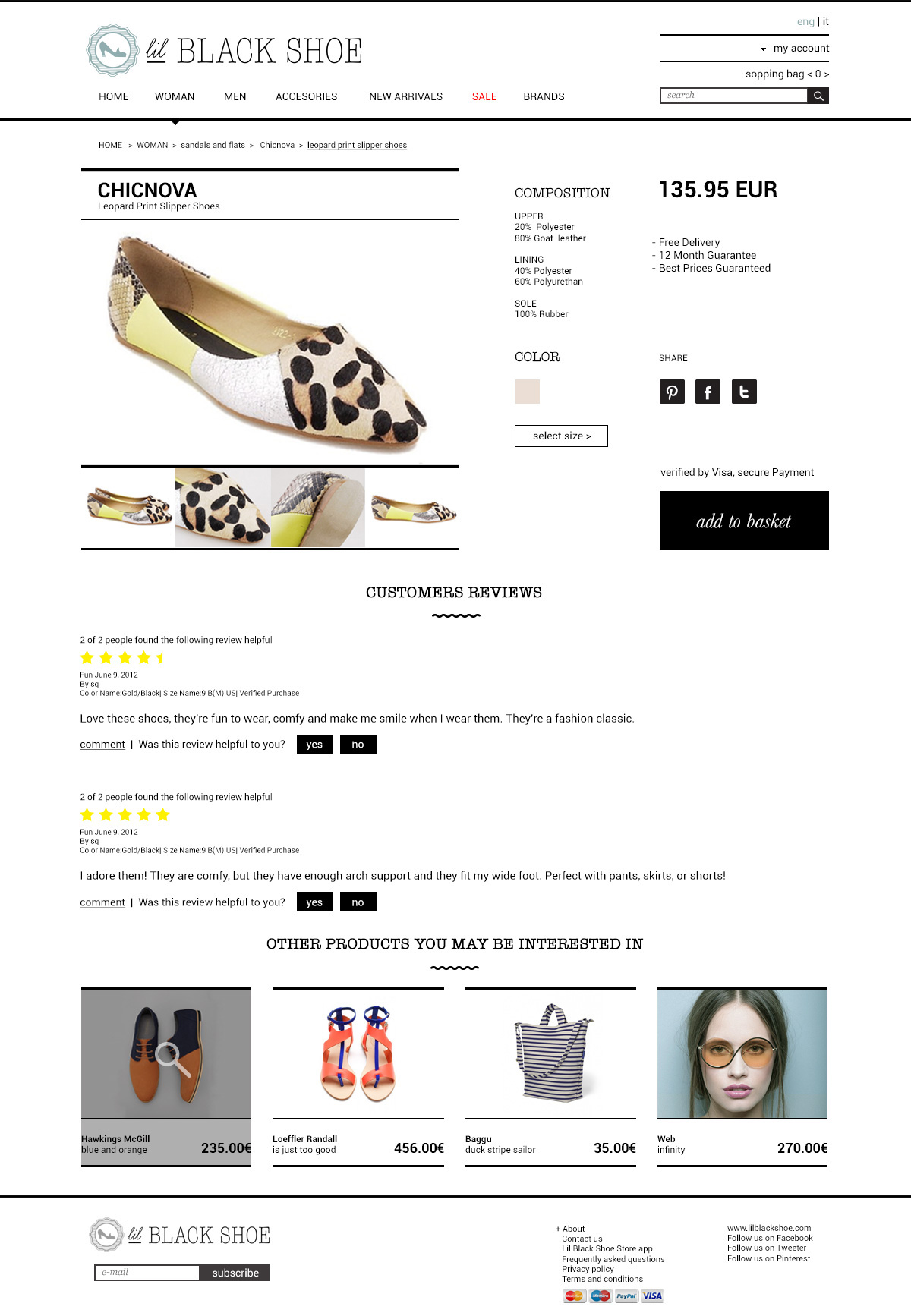 Ecommerce site Web shoes black shop clean