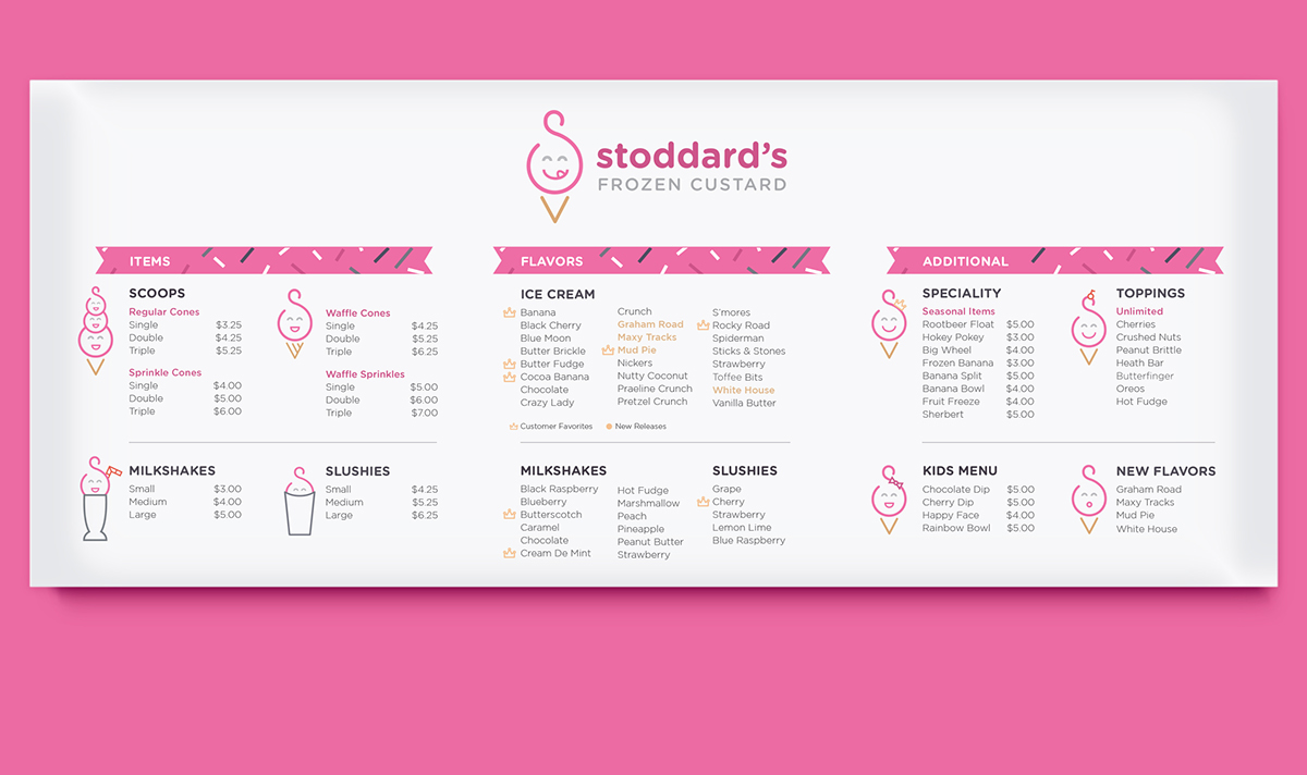 logo identity ice cream frozen custard brand book Collateral ad campaign holiday advertisements holiday ads