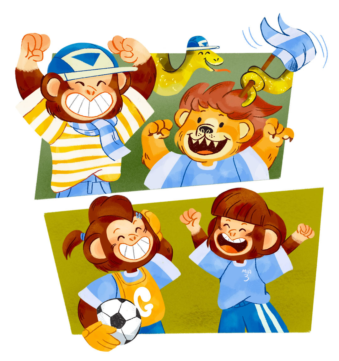 football monkey Procreate children's book children illustration kids book football book