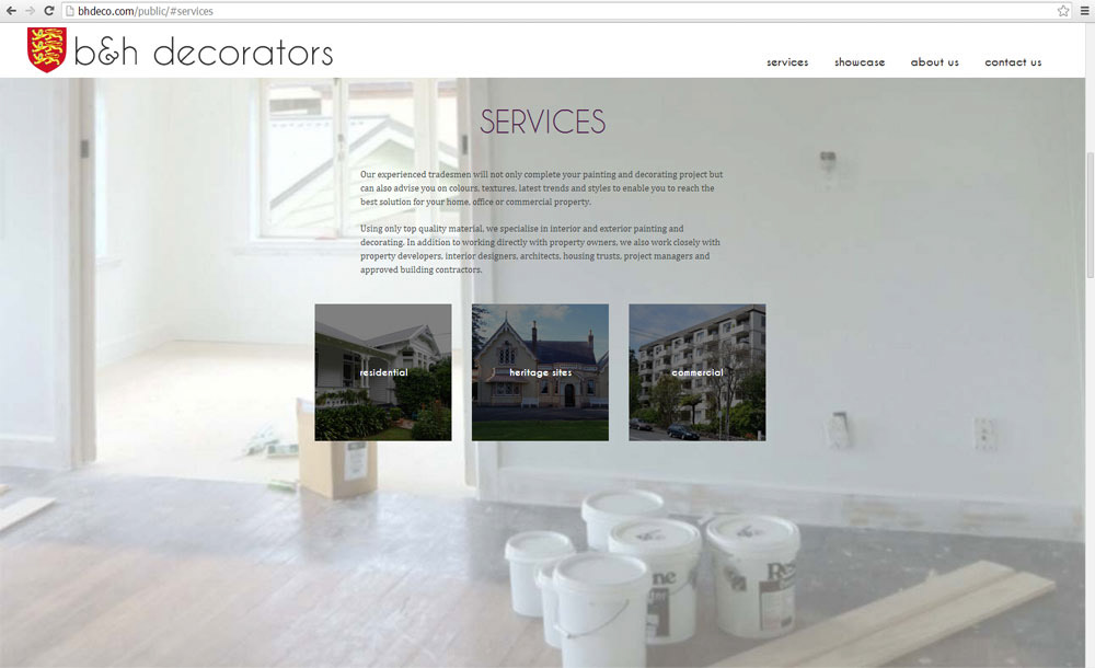 Website decorating house photograph one-page php HTML css JavaScript jquery showcase