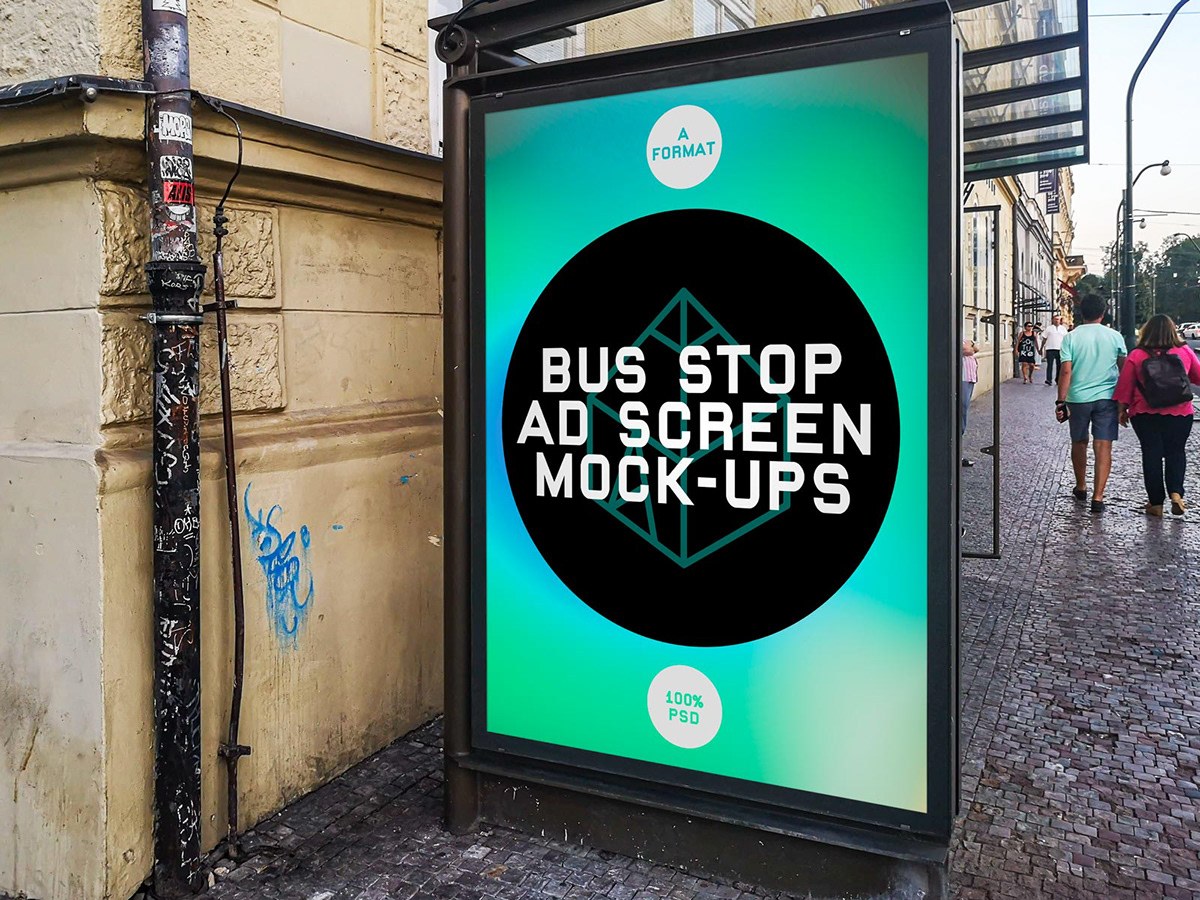 Mockup mock-up bus BusStop STATION Street screen Advertising  ad poster