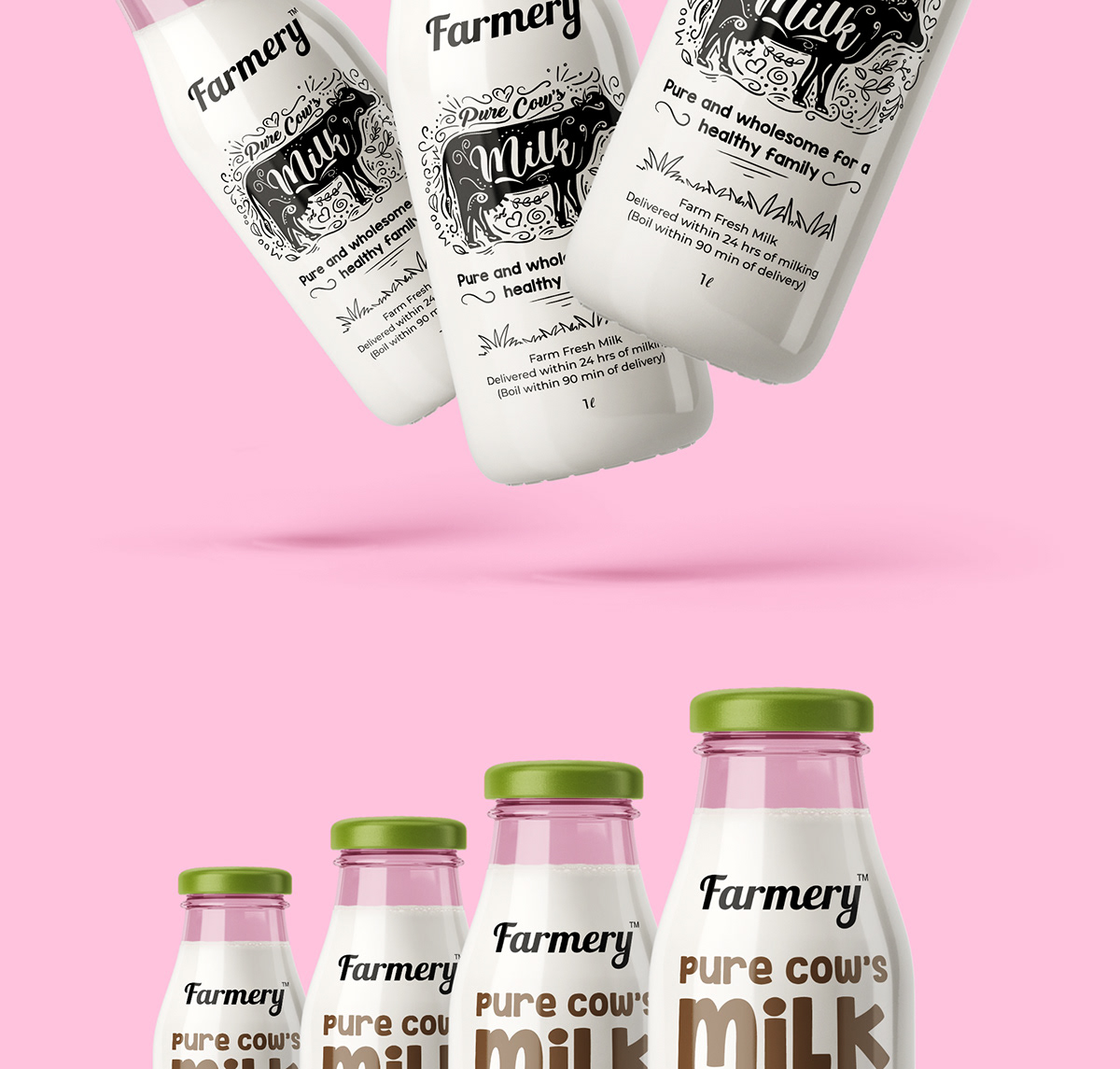 bottle branding  cow Dairy indian milk Mockup Packaging the fourth face ankur chaudhary