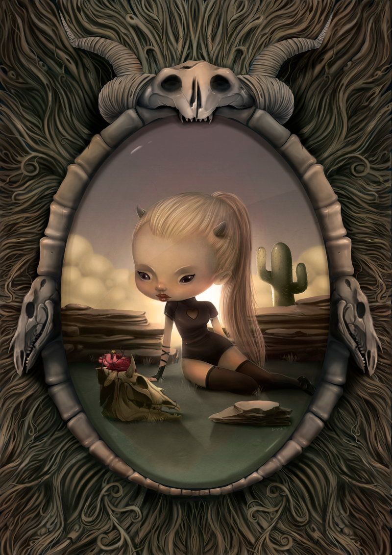 superstition concept art dark art lowbrow surreal surrealism pop doll skull