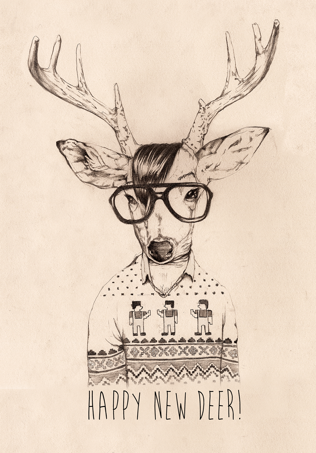 Hipster deer dear sweater Christmas newyears