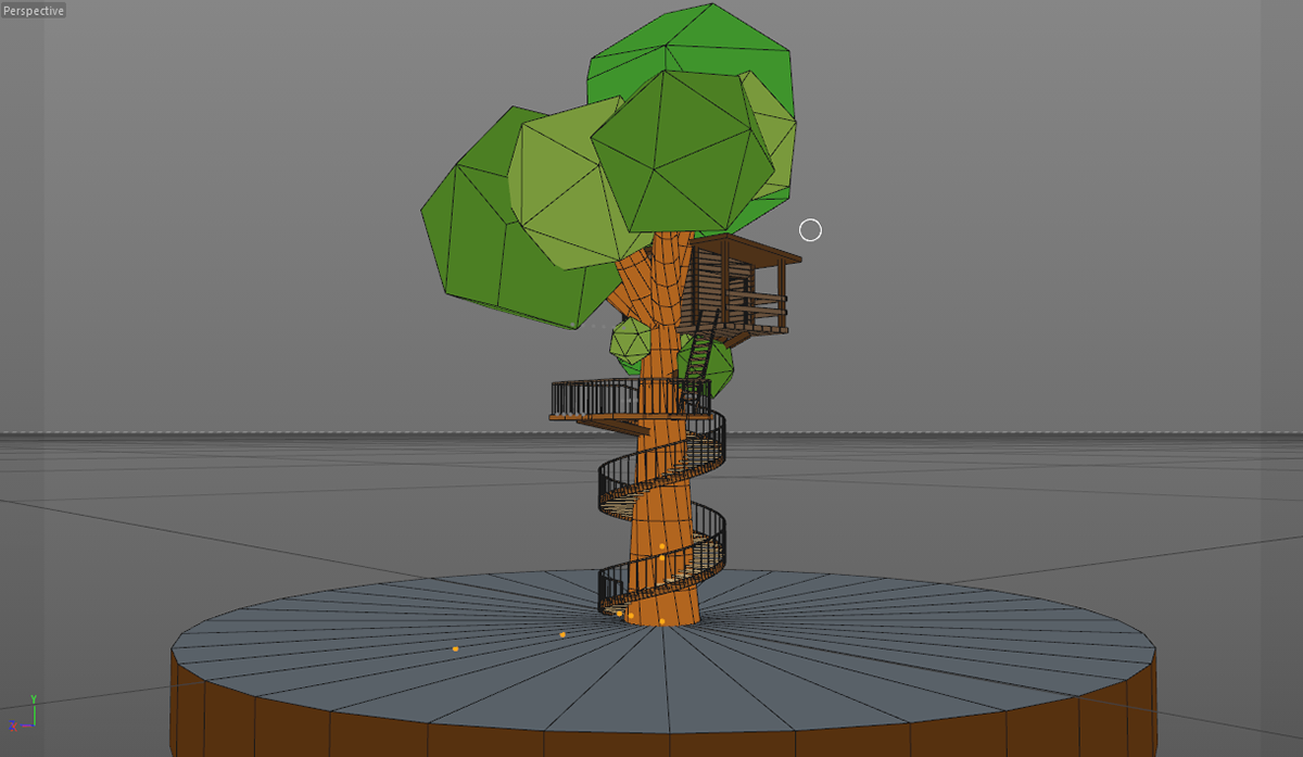 3D Low Poly cinema 4d c4d tree house Render model concept lighting lowpoly low-poly tutorial Treehouse digital art