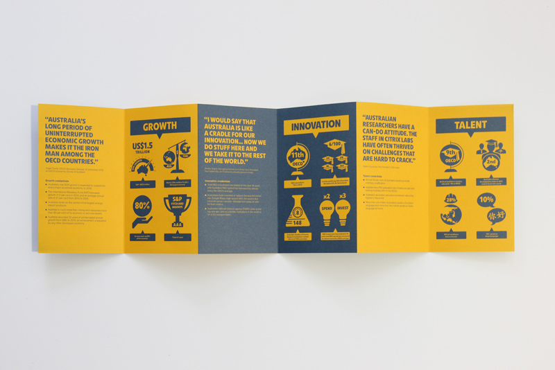 leave behind information graphics concertina fold invest icons Icon Government pamphlet bold brochure Australia information two tone graphics print