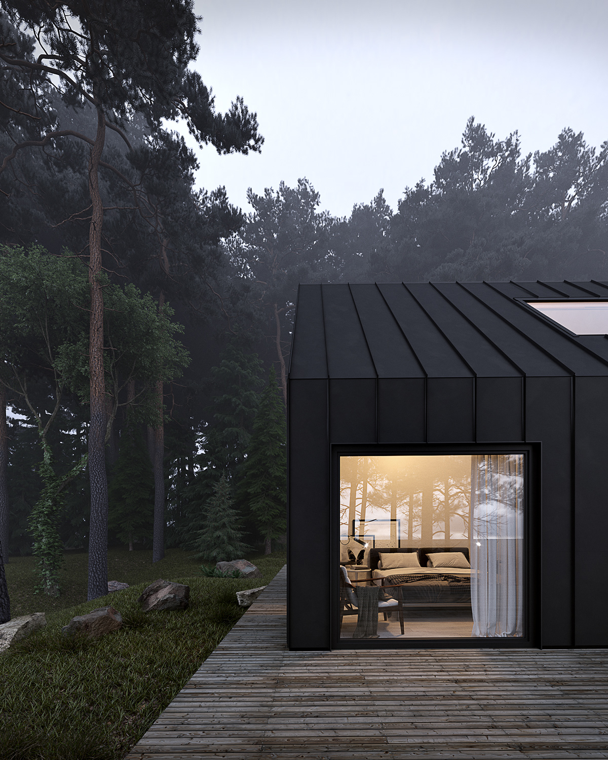 corona exterior visualization forestpro black house forest