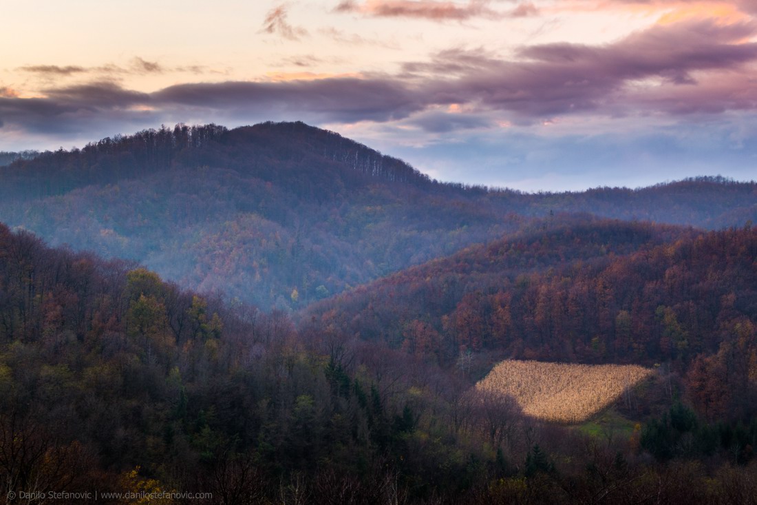 crop corn field mountain sunset hills Cer Canon 700D Landscape autumn Fall Serbia srbija pejzaż