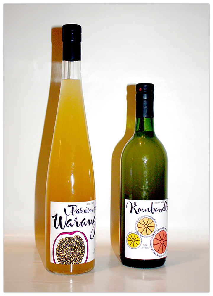 Liqueur senegal bottles passionfruit lemon orange grapefruit