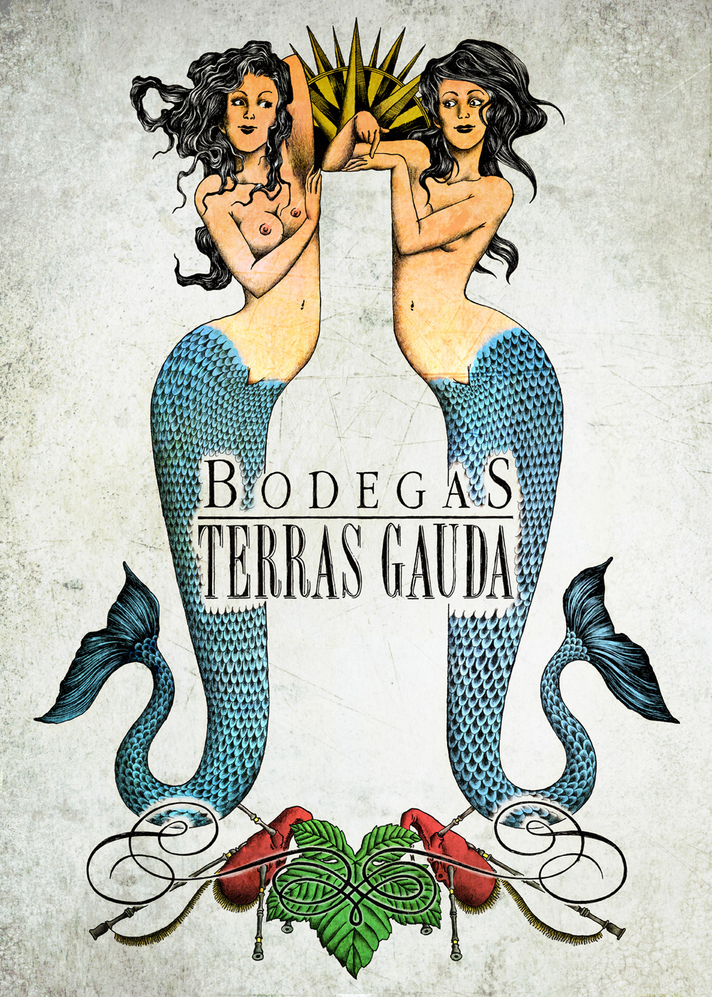 bodegas terras gauda poster wine mermaid
