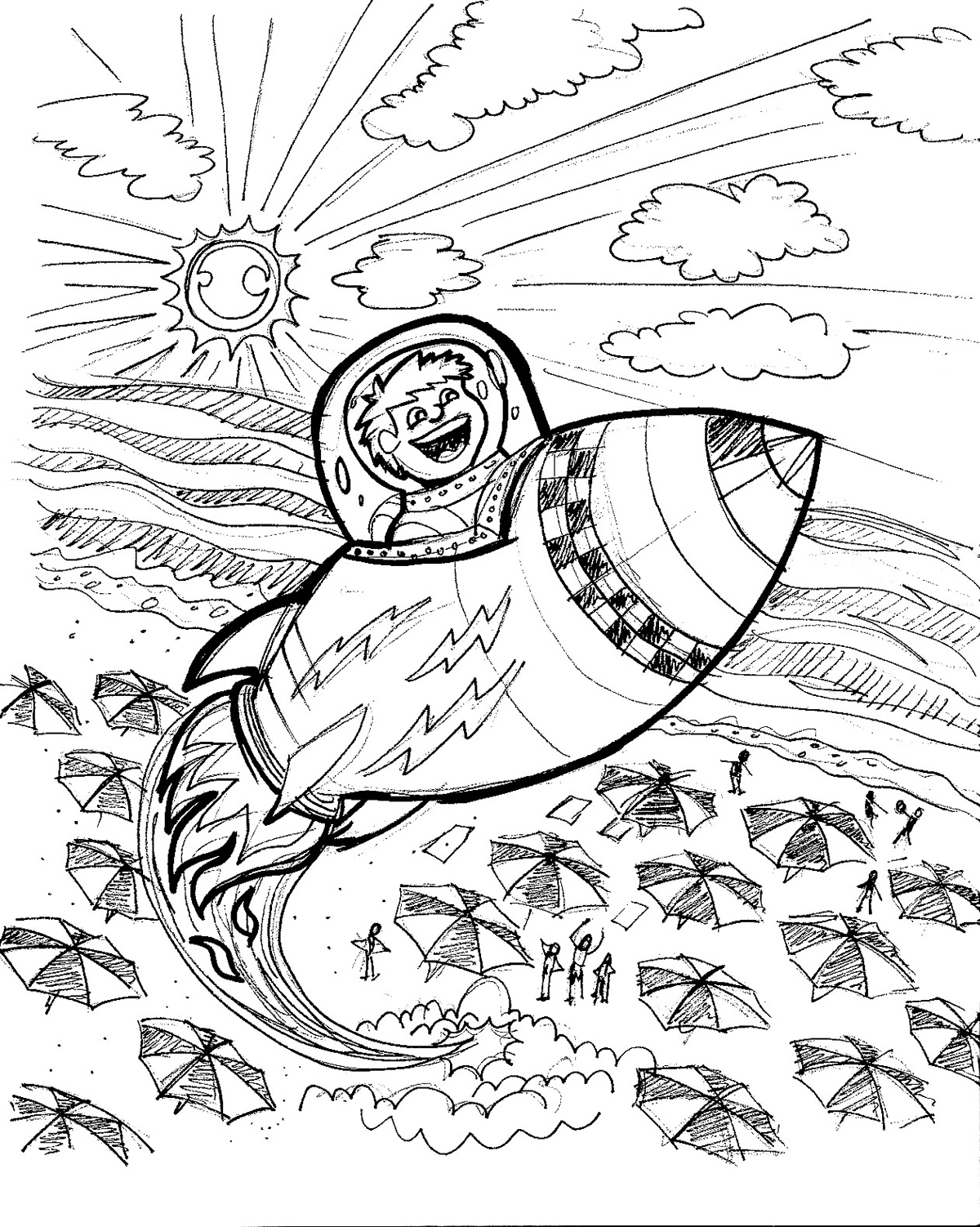 scholastic Cover Art rocket rocketship beach summer astronauts kids
