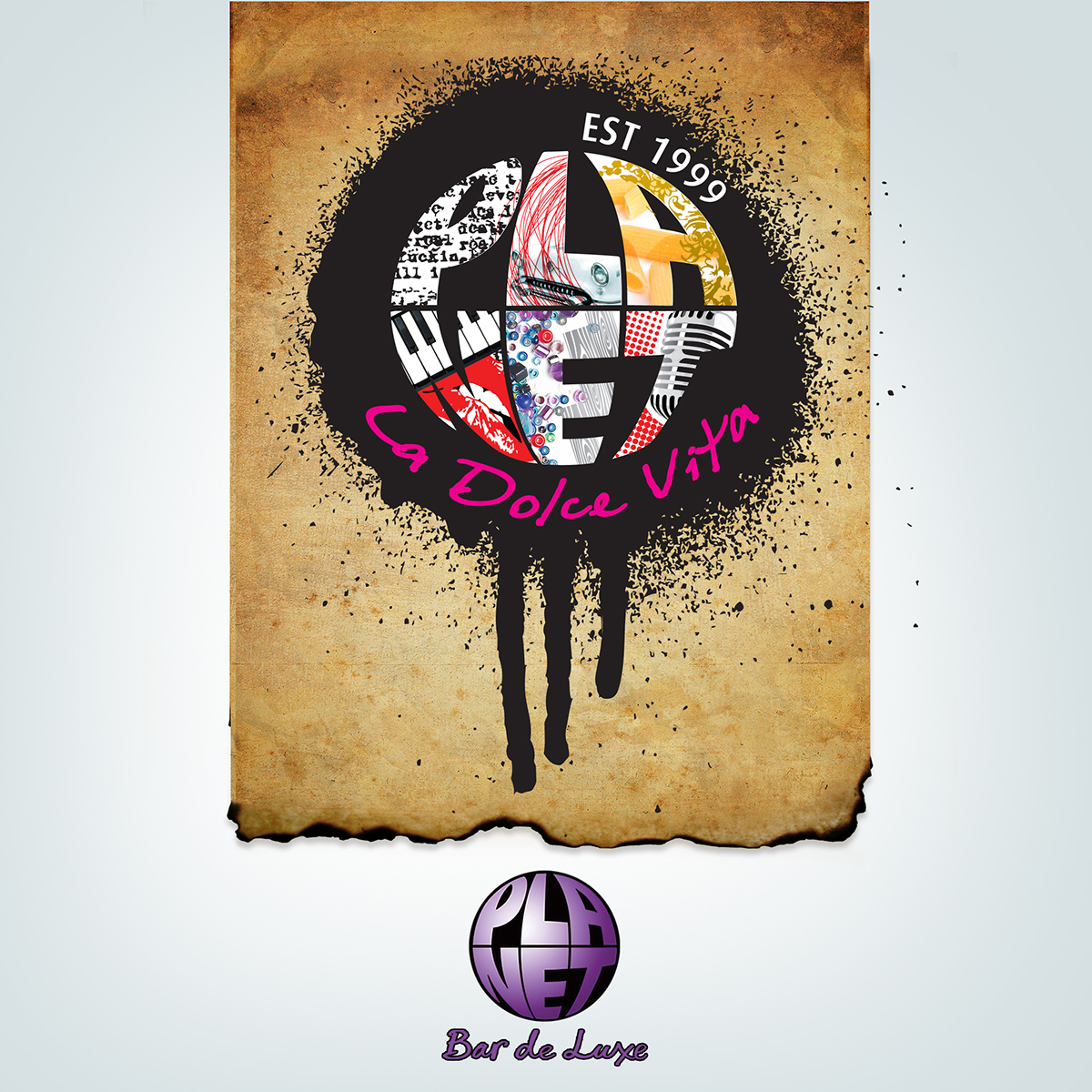 club bar planet Corporate Identity logo redesign comics menu Invitation Program alcochol